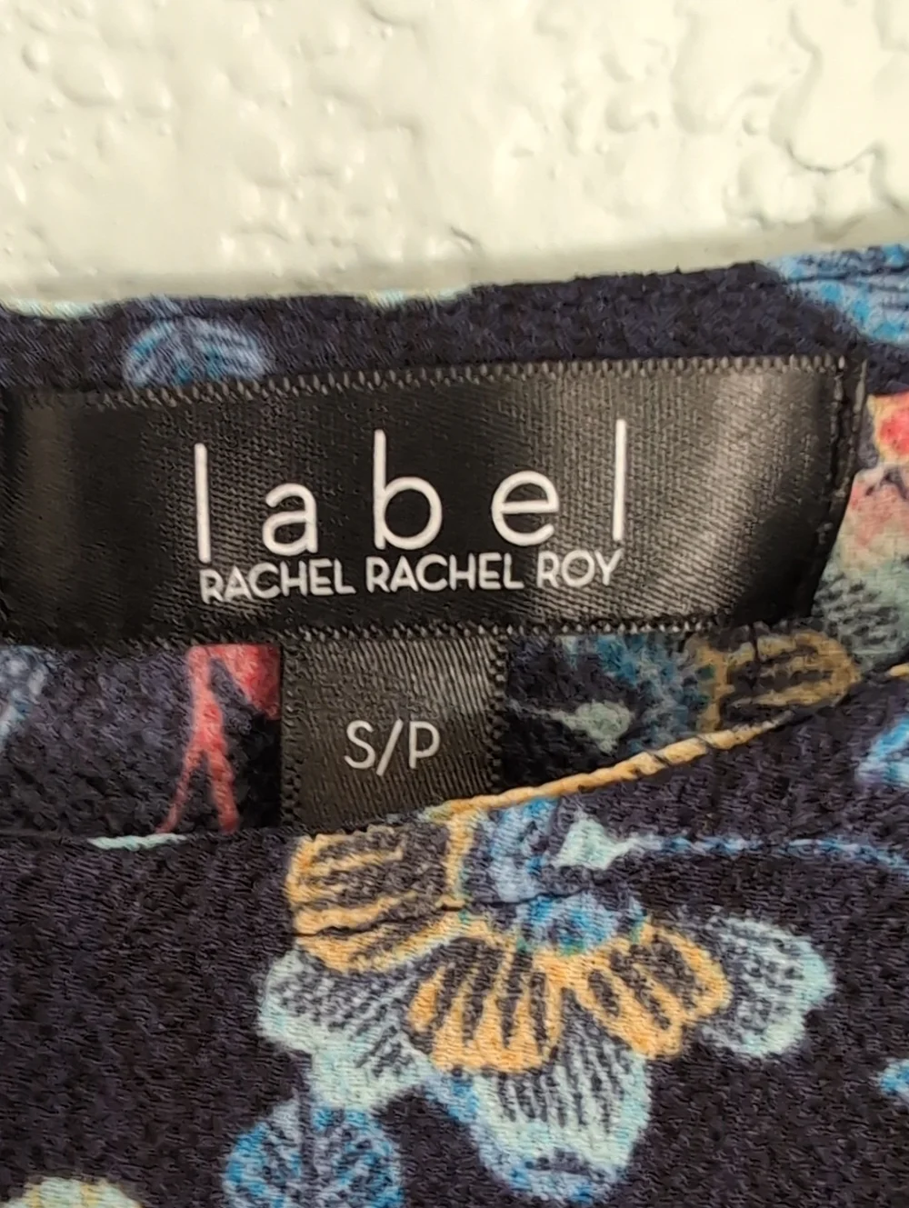 Label Floral Paisley Navy Sleeveless Ruffle Top